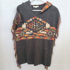 NWOT - Indigo Thread Co. Boho Fringe Poncho Hoodie, M